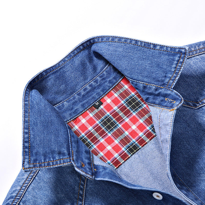 Men's Cotton Denim Shirt – Casual Long-Sleeve Jean Shirt for Fall