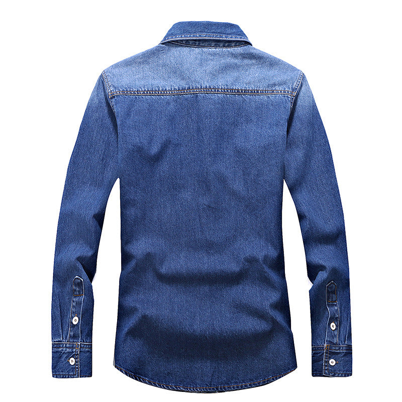 Men's Cotton Denim Shirt – Casual Long-Sleeve Jean Shirt for Fall
