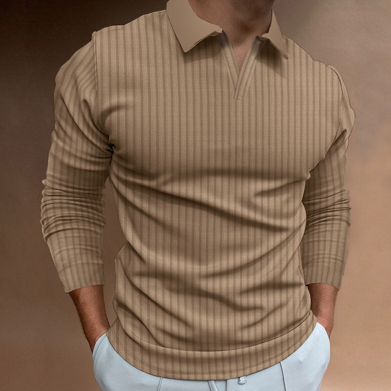 Men's V-Neck Long Sleeve Sport Shirt – Casual Athletic Fit