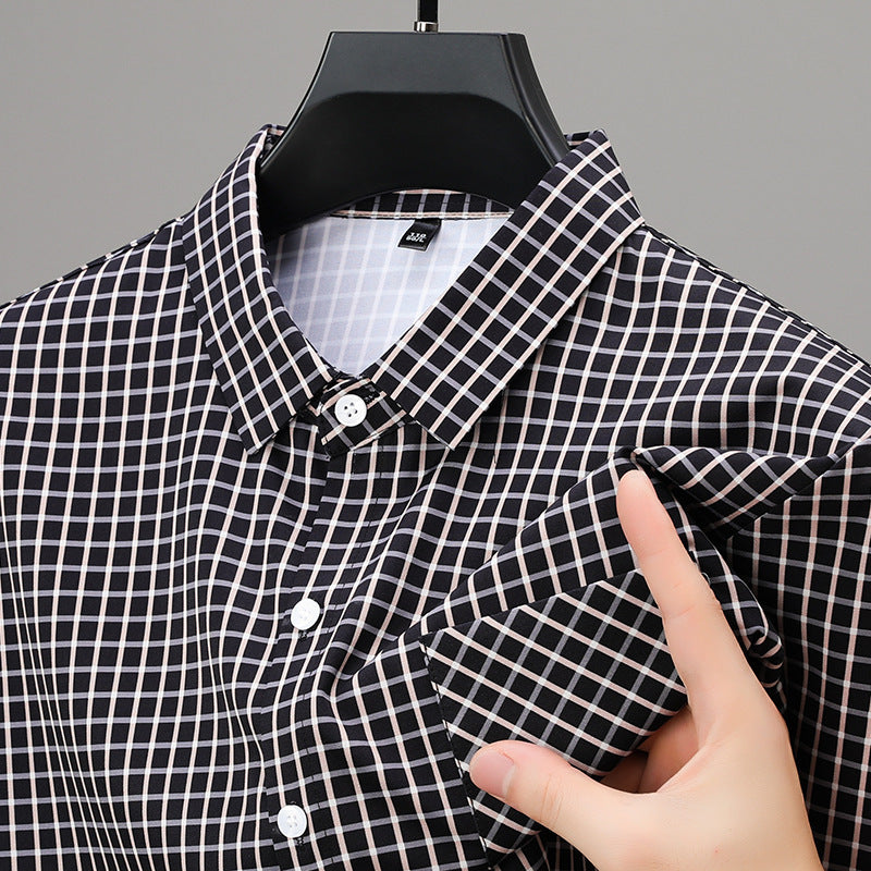 Men's Long Sleeve Plaid Shirt – Relaxed Fit for Spring & Fall