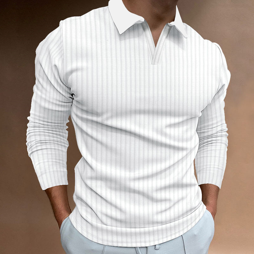 Men's V-Neck Long Sleeve Sport Shirt – Casual Athletic Fit