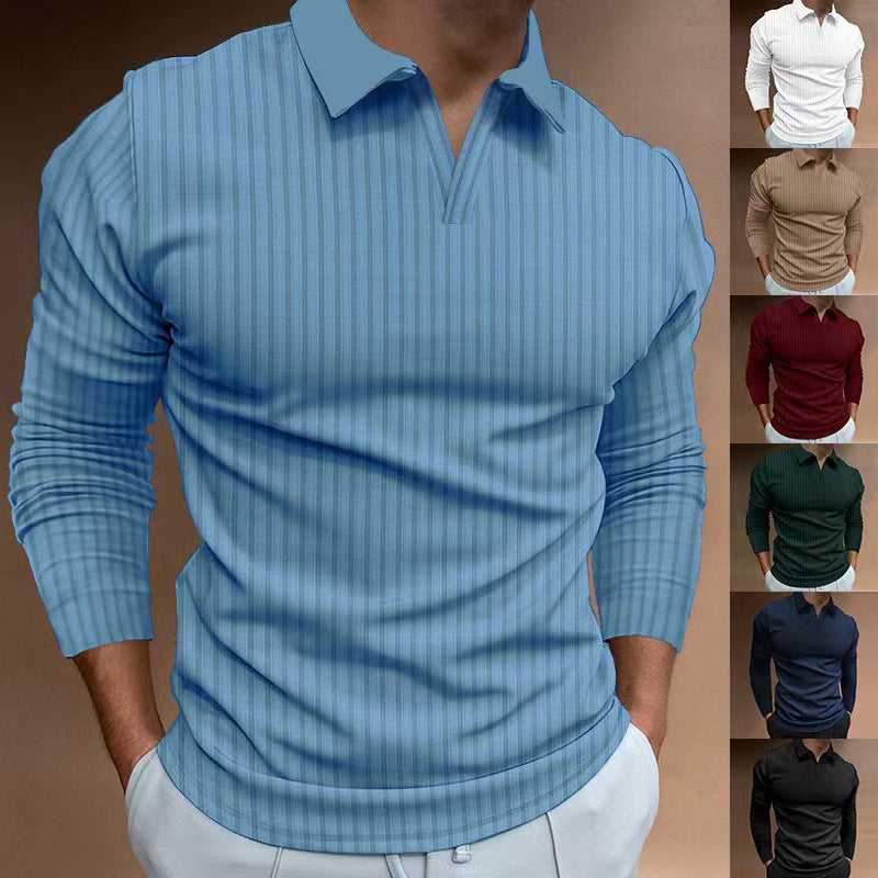 Men's V-Neck Long Sleeve Sport Shirt – Casual Athletic Fit