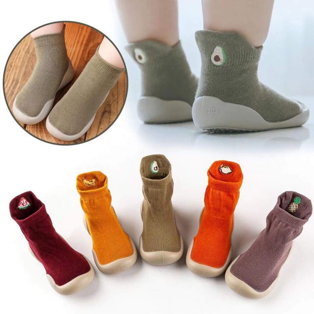 Fruity Organic Cotton Toddler Sock Shoes – Flexible Gripper Soles