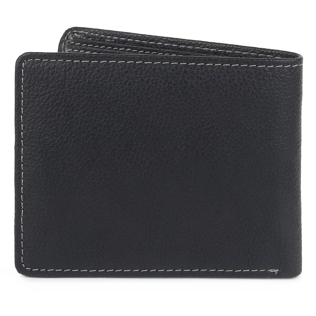 Black Textured Leather Mens Wallet