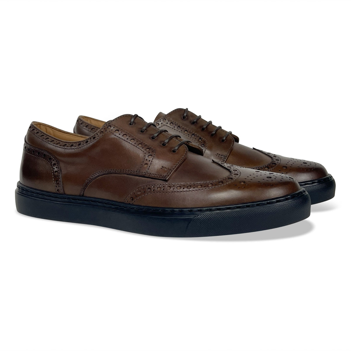 MOCALMO Men’s Don Giovanni Leather Wingtip Sneakers – Brown