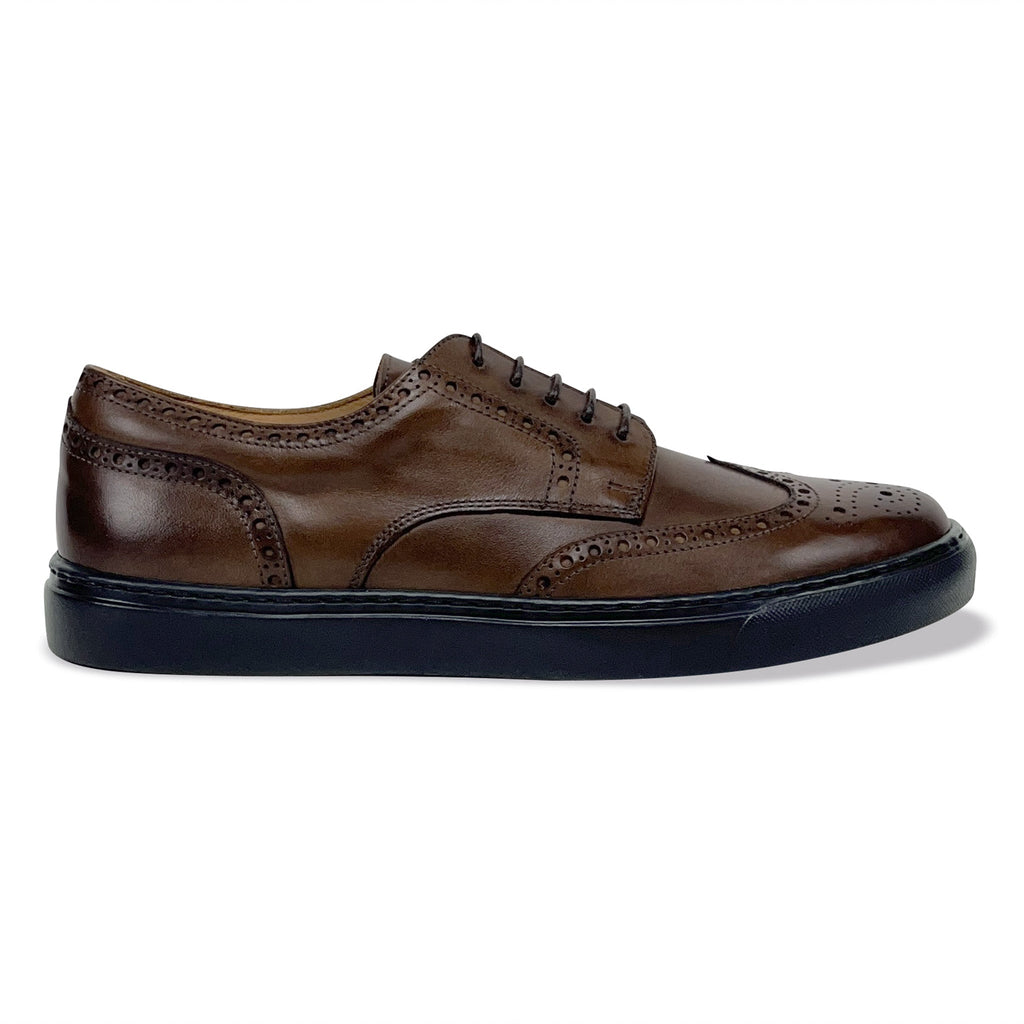 MOCALMO Men’s Don Giovanni Leather Wingtip Sneakers – Brown
