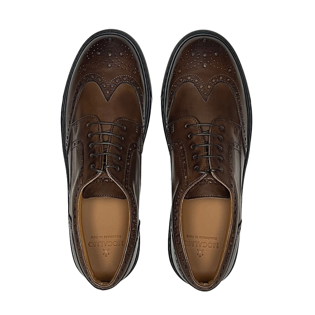 MOCALMO Men’s Don Giovanni Leather Wingtip Sneakers – Brown