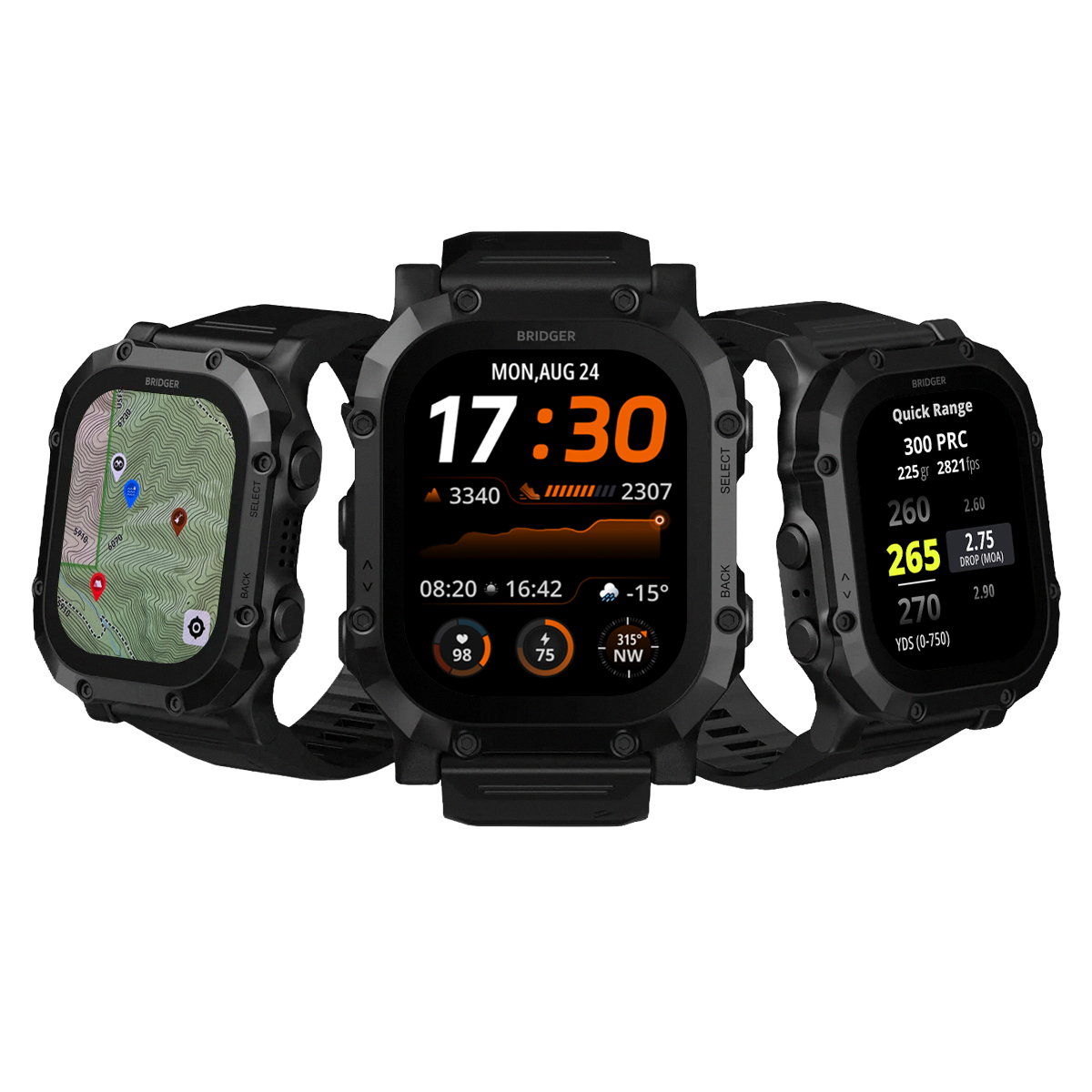 Bridger Watch RECKON Outdoor Smartwatch – Offline Topo Mapping