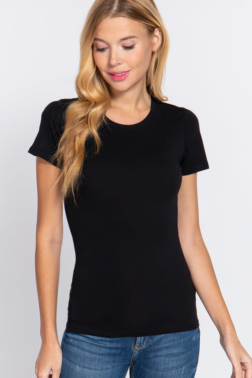 Active USA - Women's Short Sleeve Crew Neck Cotton Spandex Jersey - T11733