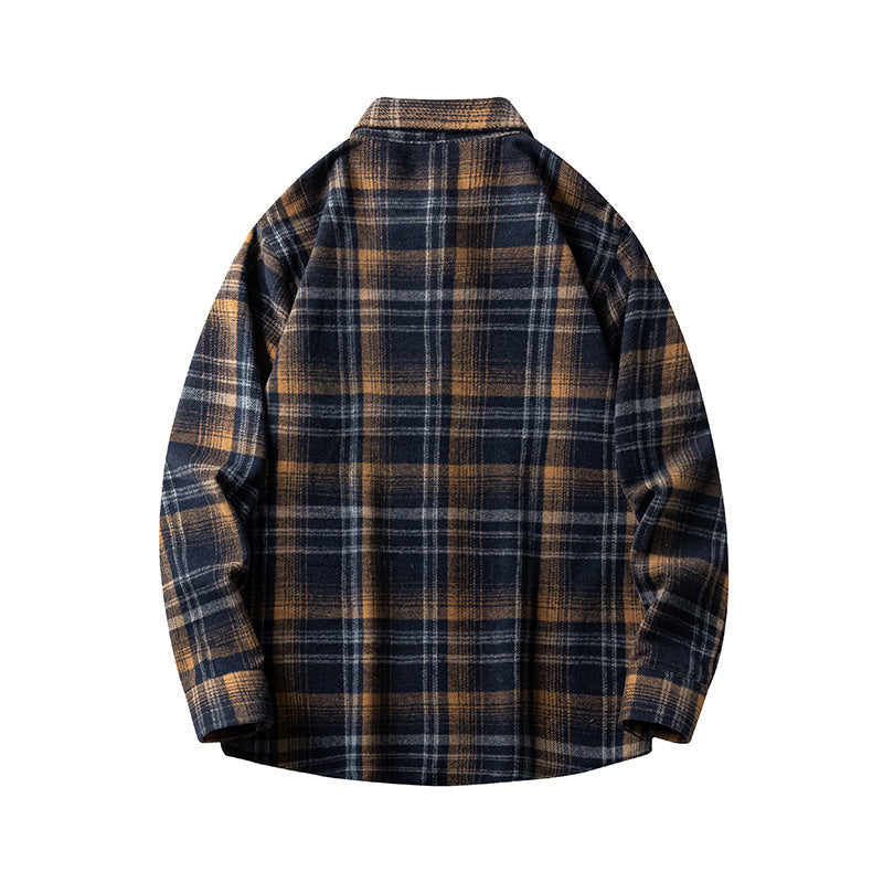 Men's Plaid Flannel Shirt – Thickened Relaxed Fit for Cold-Weather Comfort