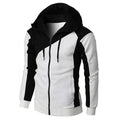 Autumn And Winter Contrast Color Zipper Coat Hooded Sweater Casual Fashion Long Sleeve Sports Men's Clothing