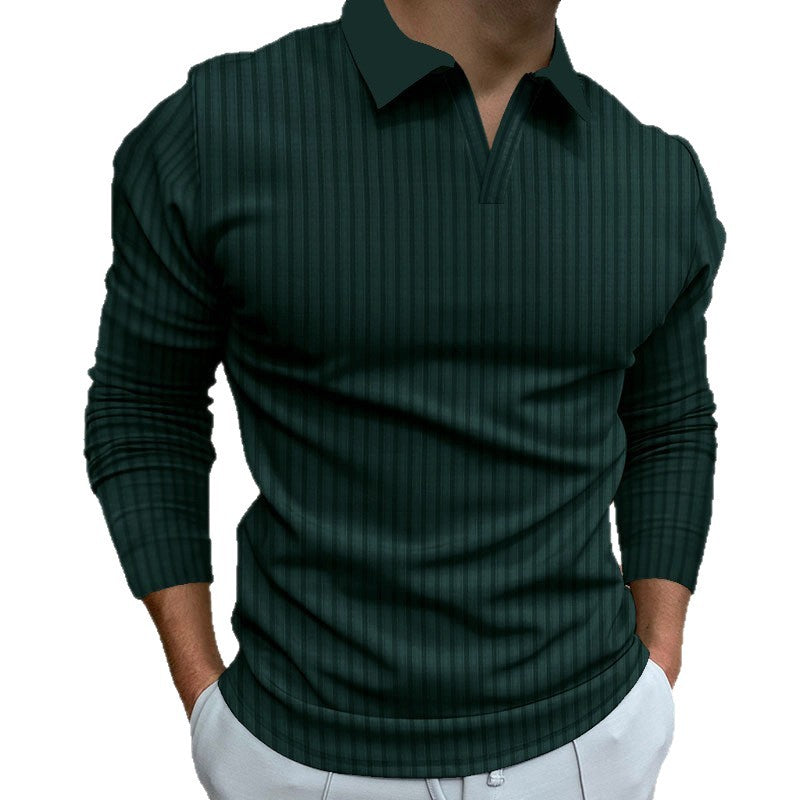 Men's V-Neck Long Sleeve Sport Shirt – Casual Athletic Fit