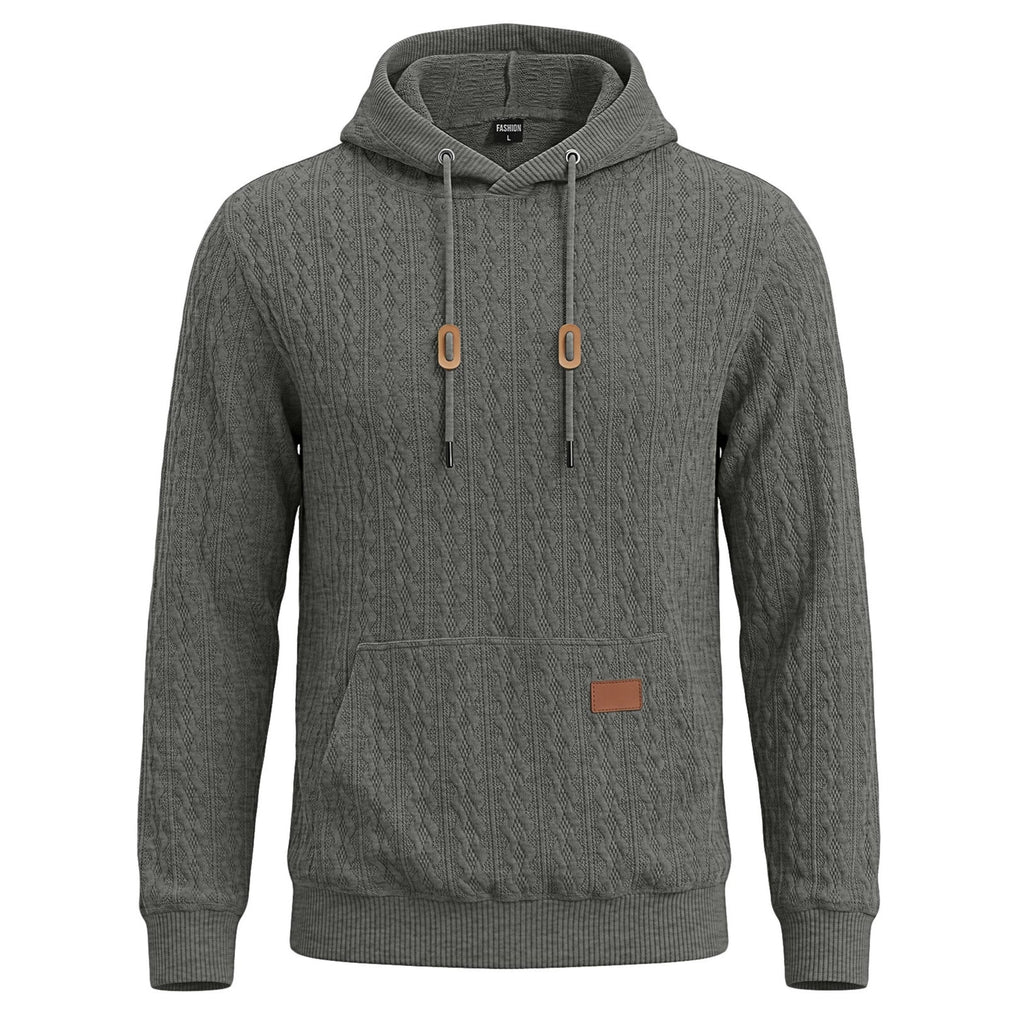 Men's Chunky Knit Hoodie – Cozy Textured Pullover for Fall & Winter