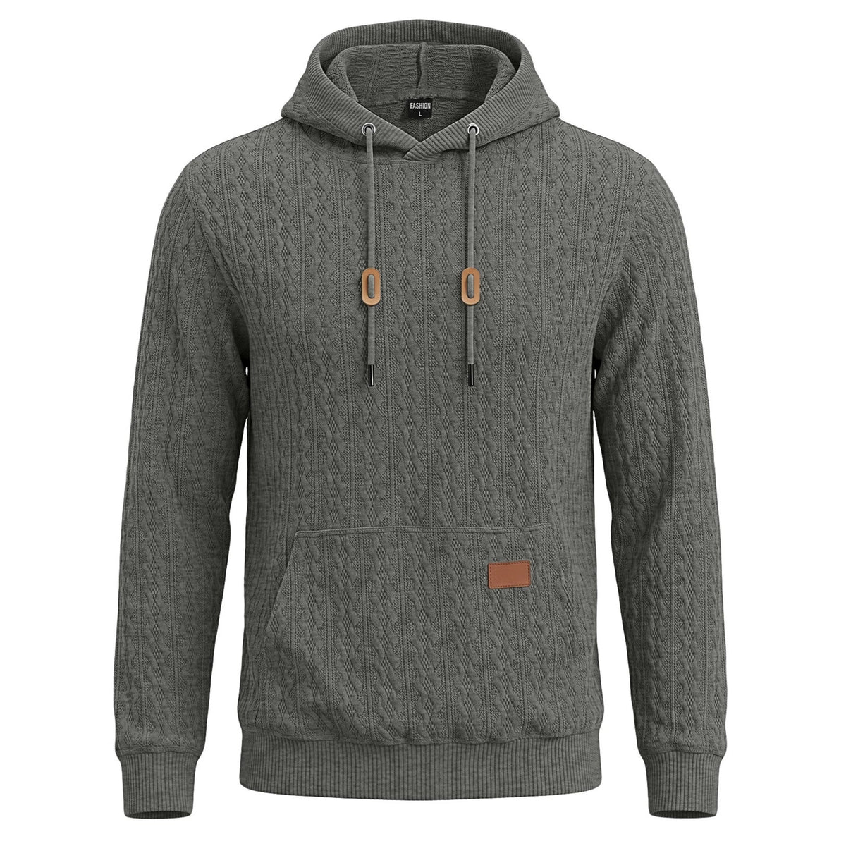 Men's Chunky Knit Hoodie – Cozy Textured Pullover for Fall & Winter