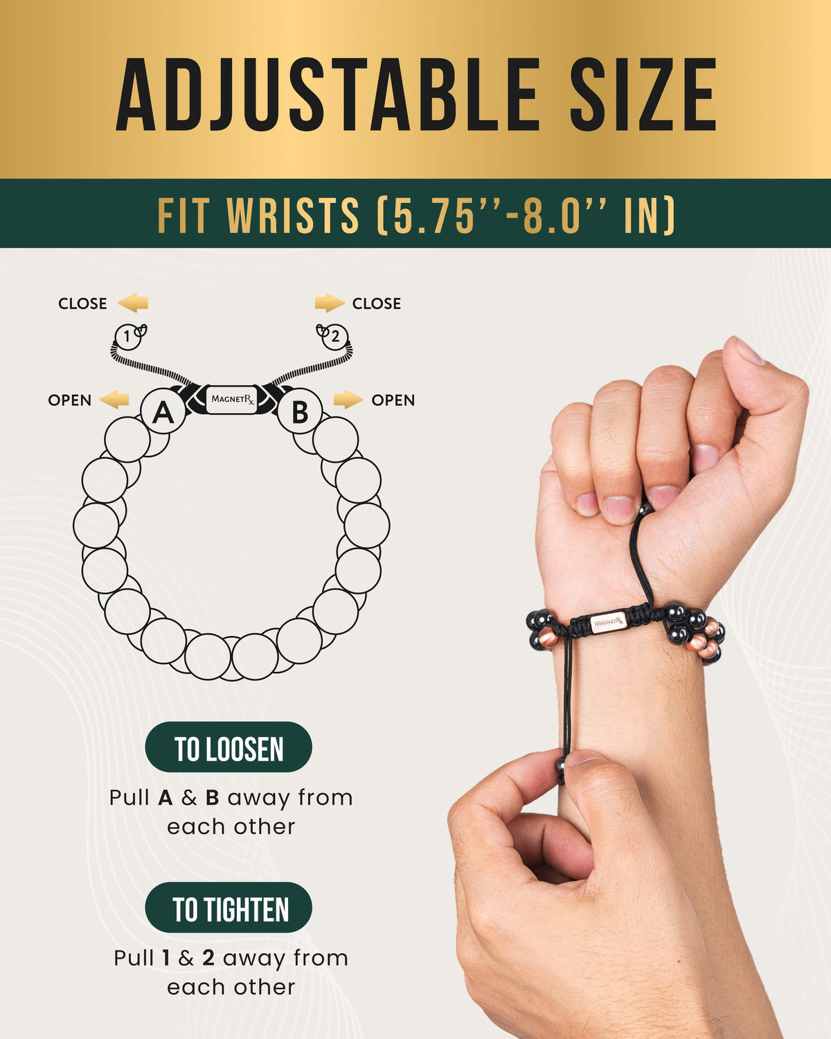 MagnetRX Double-Row Magnetic Hematite & Copper Bracelet