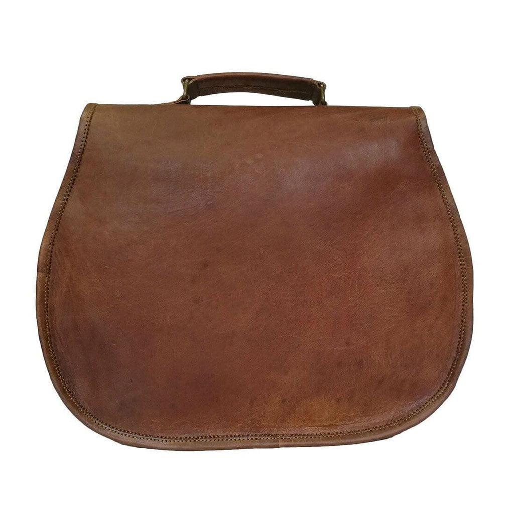 Sierra Handcrafted Goat Leather Crossbody Satchel – Brown