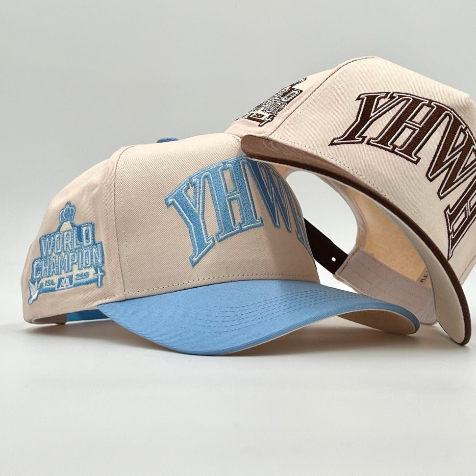 [PRE-ORDER - SHIPS OCTOBER 26TH] ‘YHWH’ Structured SnapBack - Cream/Baby Blue