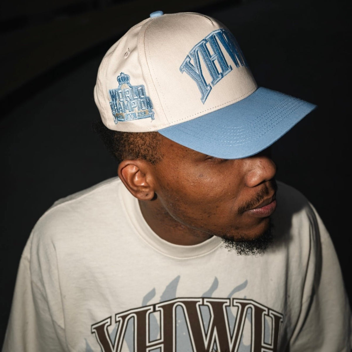 [PRE-ORDER - SHIPS OCTOBER 26TH] ‘YHWH’ Structured SnapBack - Cream/Baby Blue